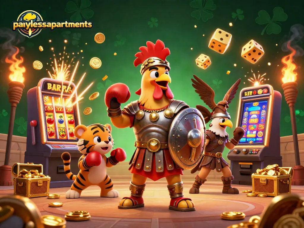 Engage with paylessapartments through rich slot action and dynamic golden rewards in this vibrant illustration.