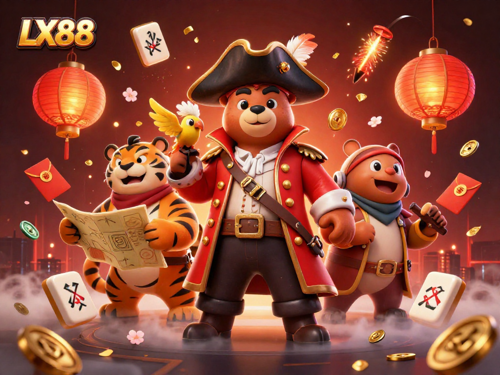 Experience the excitement of LX88 with a dynamic 3D casino scene featuring engaging characters and rich gambling elements.