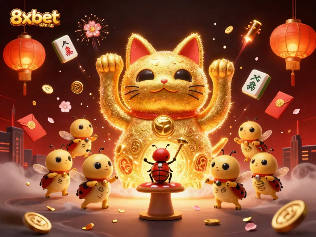 Experience 8xbet đăng nhập with vibrant lucky symbols and a dynamic casino scene.