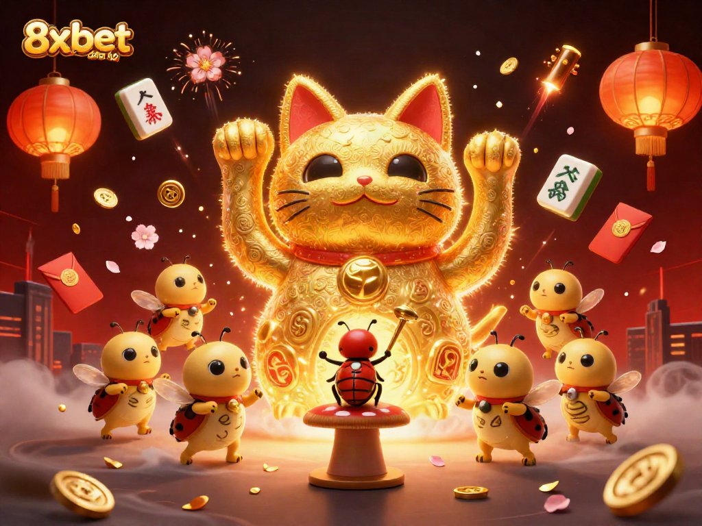 Experience 8xbet đăng nhập with vibrant lucky symbols and a dynamic casino scene.