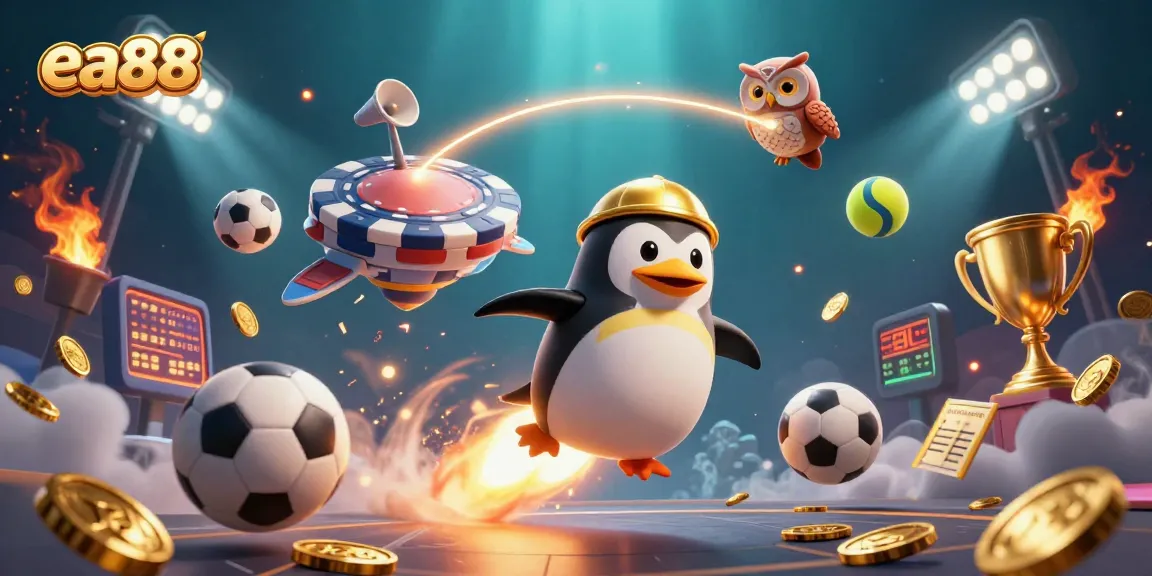 Experience thrilling gaming adventures with ea88's 3D penguin and dynamic casino elements!