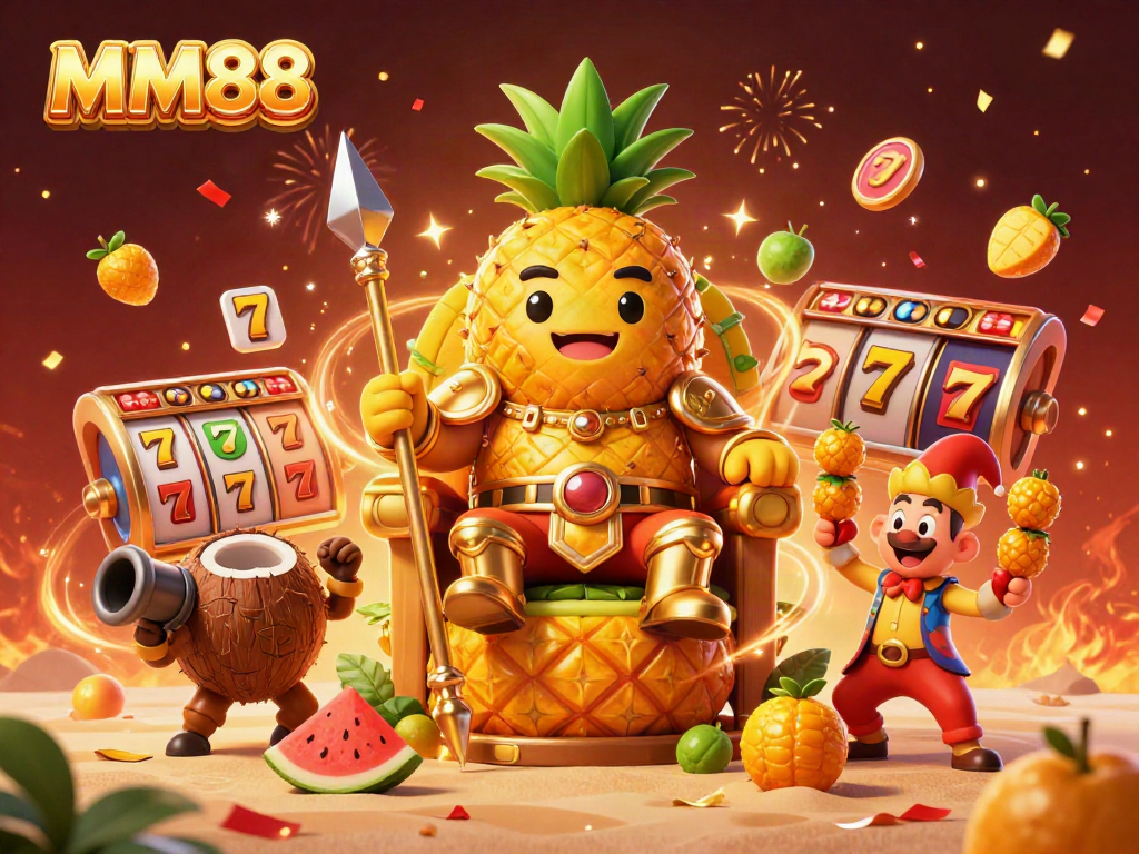 Experience the excitement of winning jackpots at MM88 with vibrant 3D characters and casino elements.